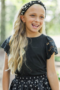 Girls: The Luna Black Eyelet Top