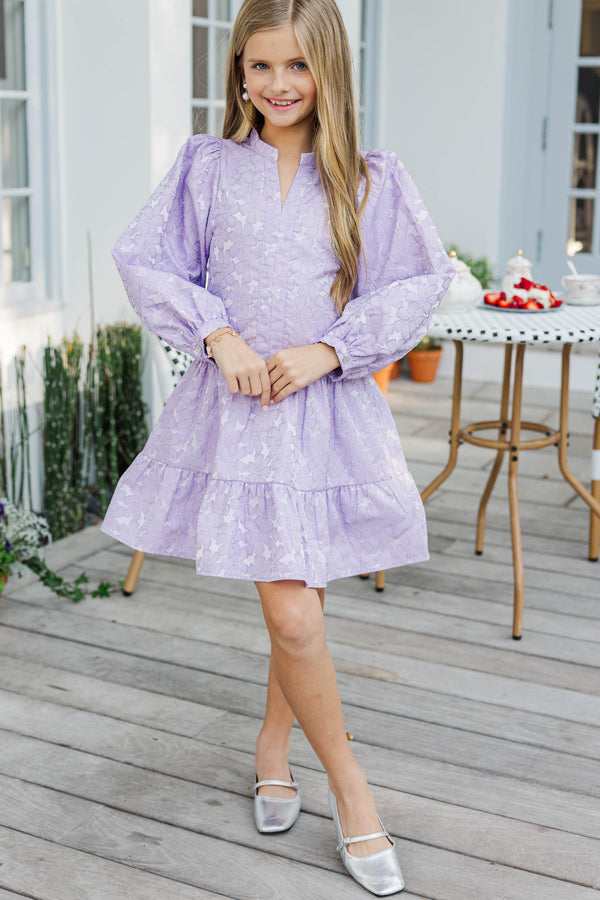Girls: Always On My Mind Lavender Floral Dress