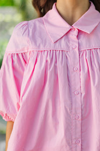 Girls: Know You Better Pink Puff Sleeve Blouse