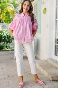 Girls: Know You Better Pink Puff Sleeve Blouse