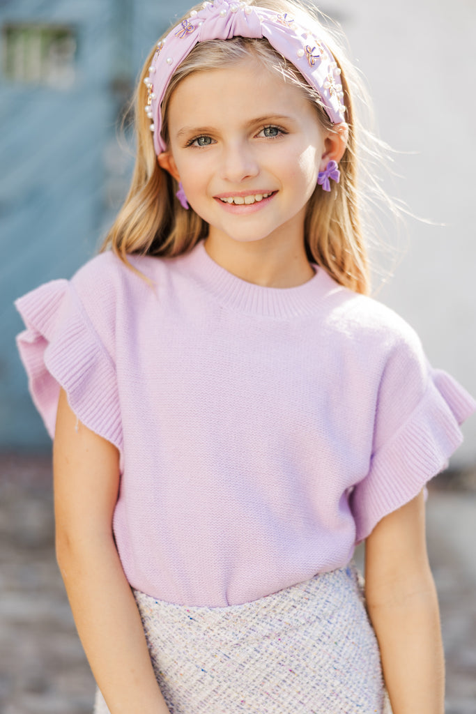 Girls: The Jessica Lavender Purple Ruffle Knit Sweater – Shop the Mint