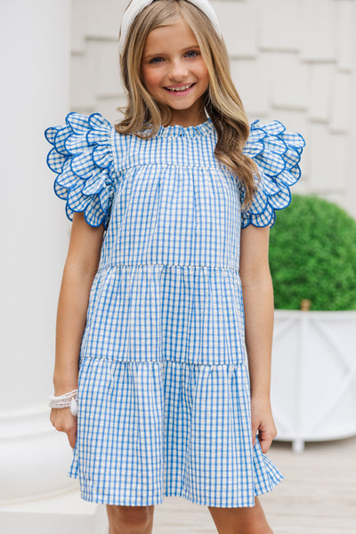 Girls: The Holland Blue Gingham Scalloped Dress – Shop the Mint