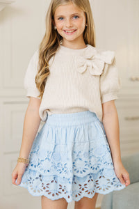 Girls: The Amelia Light Blue Eyelet Skort
