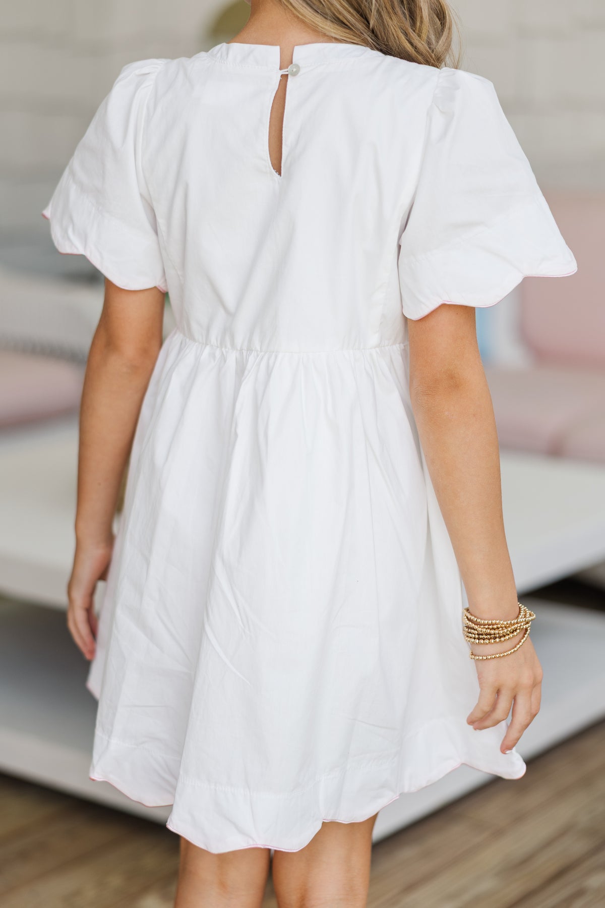 Girls: Time Goes By White Scalloped Dress – Shop the Mint