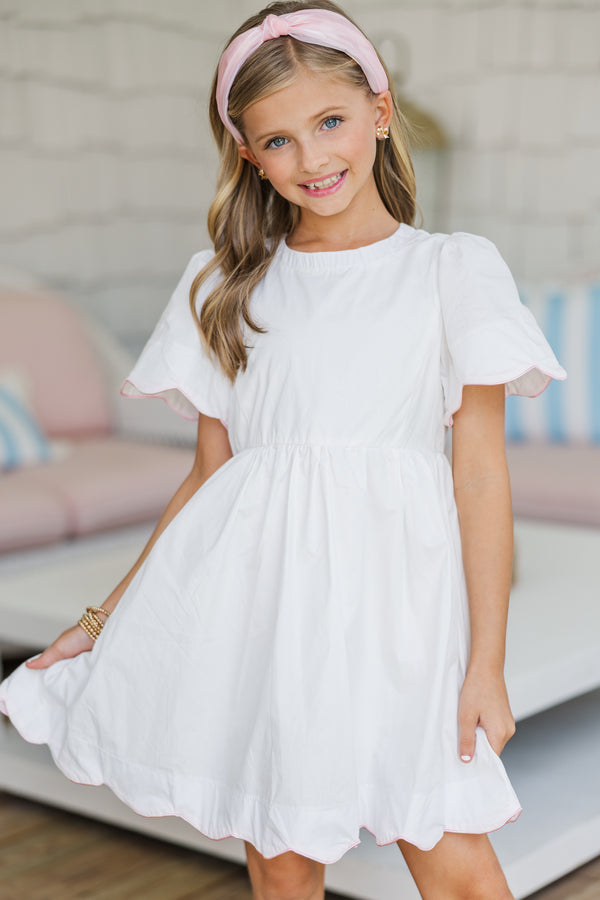 white scalloped dress WeWoreWhat Button Front Scallop in 100% cottonUnlinedDry clean English Factory - Scalloped Edge