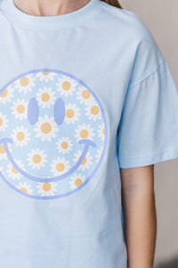 Girls: Big Smile Light Blue Graphic Tee