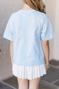 Girls: Big Smile Light Blue Graphic Tee