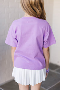 Girls: Big Smile Lavender Graphic Tee