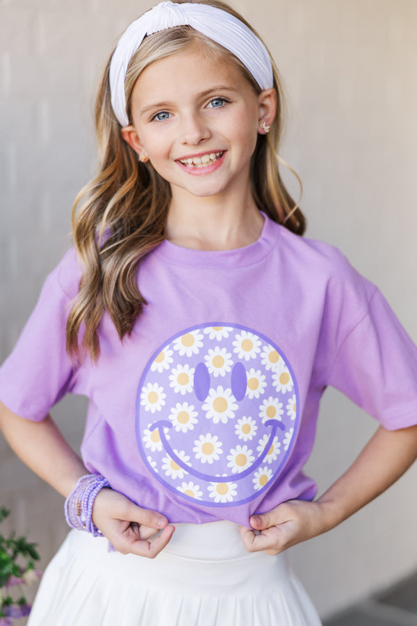 Girls: Big Smile Lavender Graphic Tee
