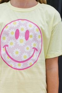 Girls: Big Smile Yellow Graphic Tee