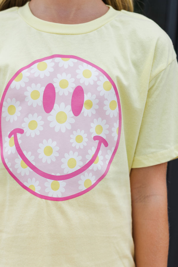 Girls: Big Smile Yellow Graphic Tee