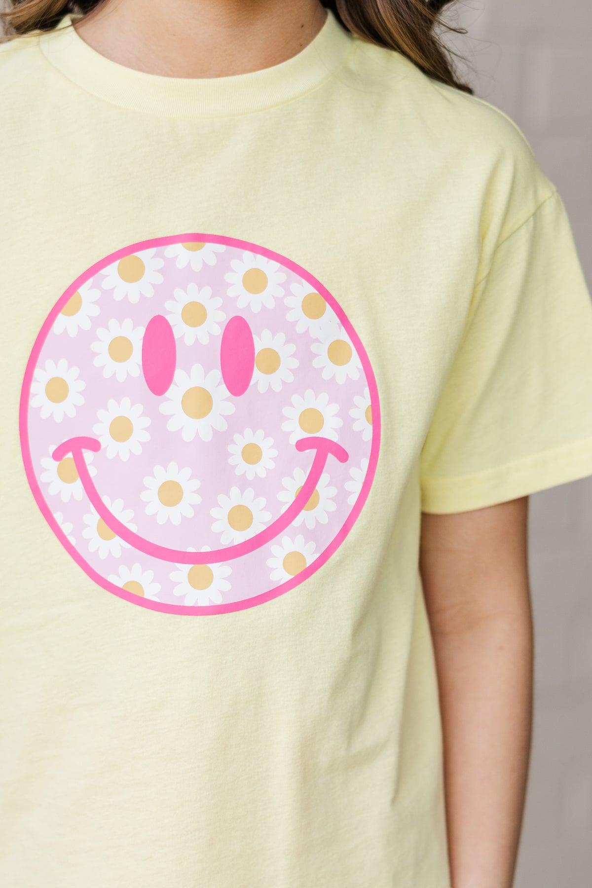 Girls Yellow “Smile Everyday” Printed T-Shirt – Cute Casual Summer Top main image 1