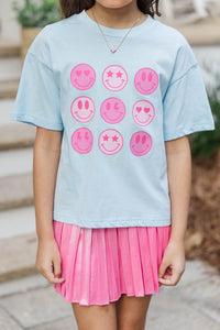 Girls: So Many Smiles Light Blue Graphic Tee