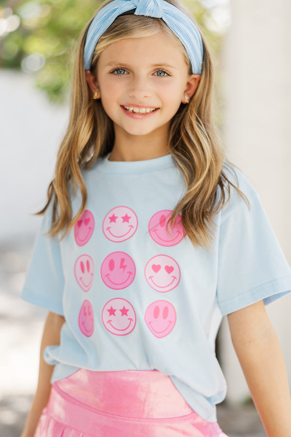 Girls: So Many Smiles Light Blue Graphic Tee