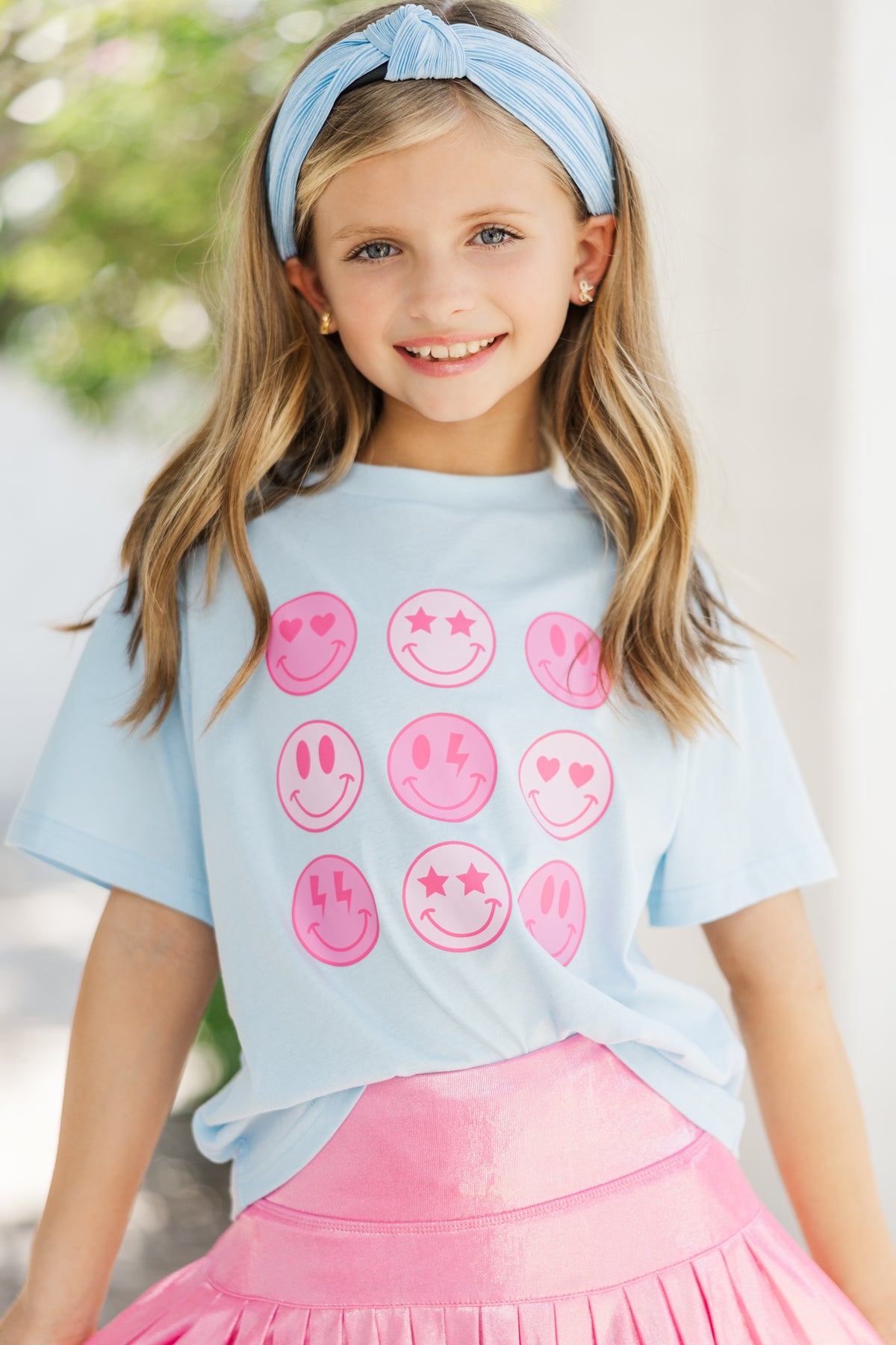 Girls: So Many Smiles Light Blue Graphic Tee – Shop the Mint