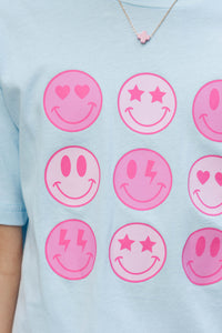 Girls: So Many Smiles Light Blue Graphic Tee