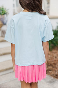 Girls: So Many Smiles Light Blue Graphic Tee