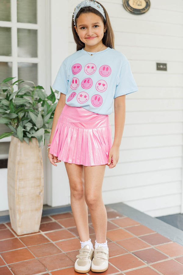 Girls: So Many Smiles Light Blue Graphic Tee
