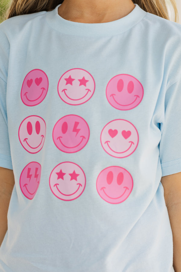 Girls: So Many Smiles Light Blue Graphic Tee