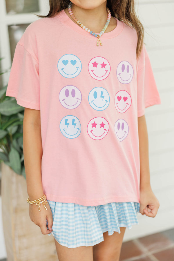 Girls: So Many Smiles Blush Pink Graphic Tee