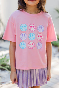 Girls: So Many Smiles Blush Pink Graphic Tee