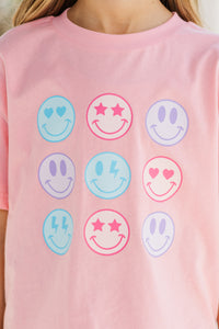 Girls: So Many Smiles Blush Pink Graphic Tee