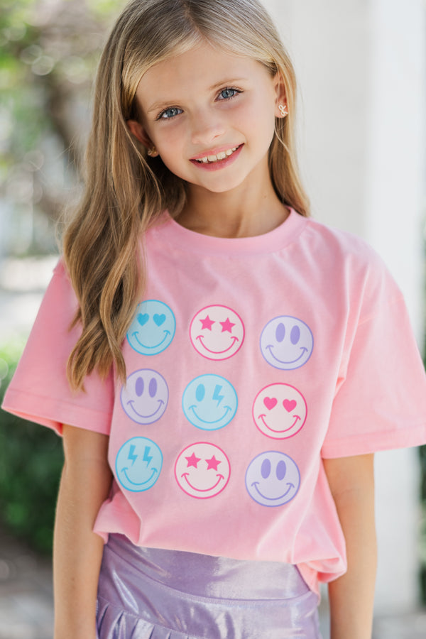 Girls: So Many Smiles Blush Pink Graphic Tee