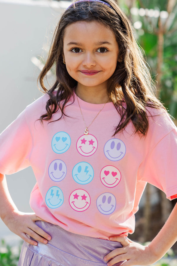 Girls: So Many Smiles Blush Pink Graphic Tee