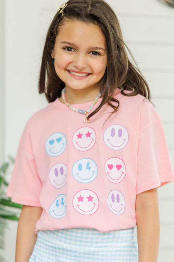 Girls: So Many Smiles Blush Pink Graphic Tee