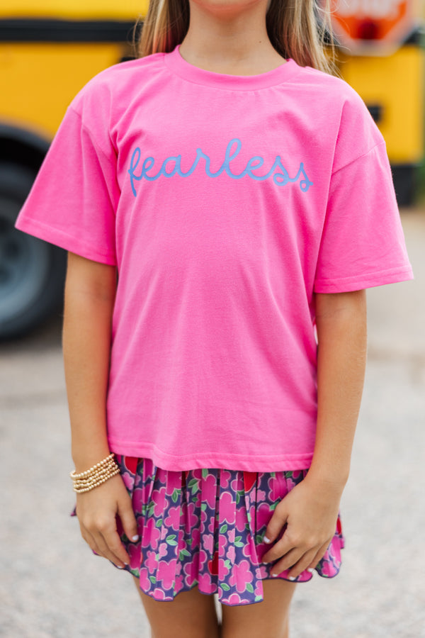 Girls: Fearless Pink Graphic Tee