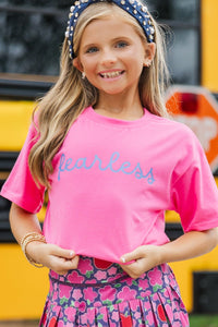 Girls: Fearless Pink Graphic Tee
