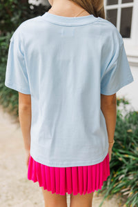 Girls: Have A Good Day Light Blue Graphic Tee