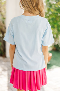 Girls: Have A Good Day Light Blue Graphic Tee