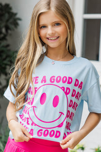 Girls: Have A Good Day Light Blue Graphic Tee