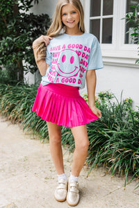 Girls: Have A Good Day Light Blue Graphic Tee