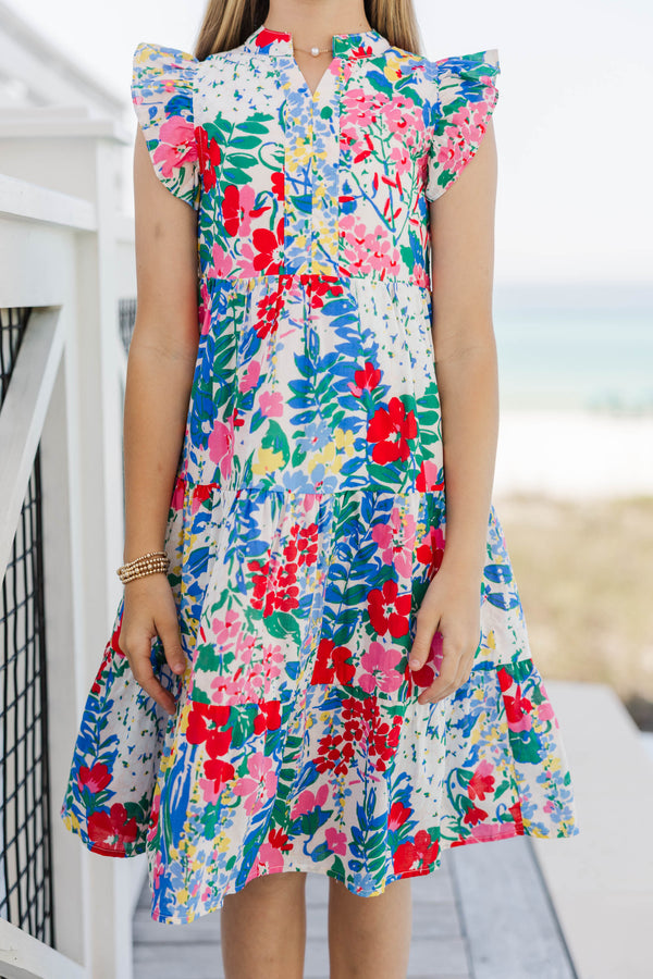 Girls: Make It Your Own White Ditsy Floral Midi Dress