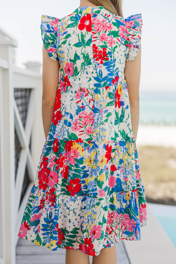 Girls: Make It Your Own White Ditsy Floral Midi Dress