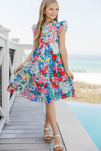 Girls: Make It Your Own White Ditsy Floral Midi Dress