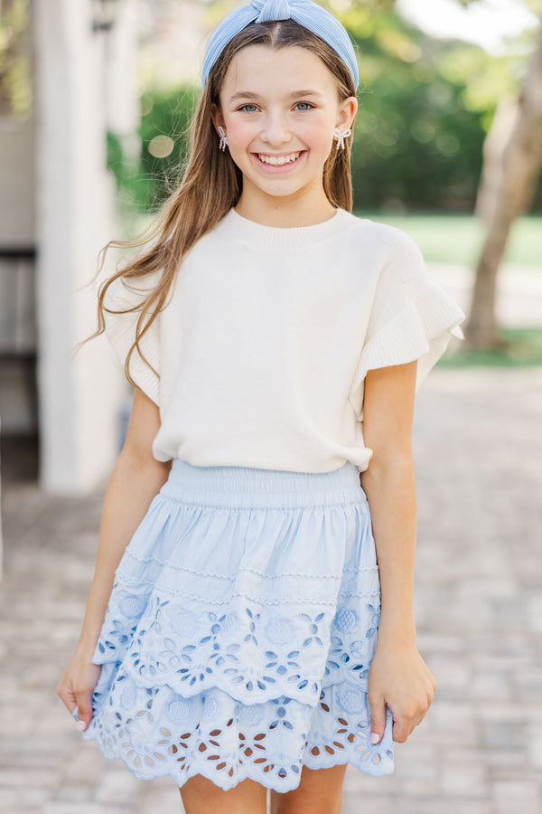 Girls: The Jessica Ivory Ruffle Knit Sweater