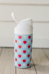 Girls: The Nicole Light Blue Bow & Apple Cup - 16 oz