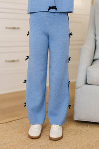 Girls: Twist & Twirl Bue Knit Bow Pants