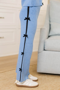 Girls: Twist & Twirl Bue Knit Bow Pants