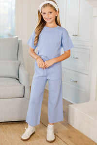 Girls: Play All Day Light Blue Knit Sweater