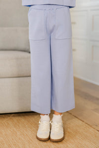 Girls: Play All Day Light Blue Pocket Knit Pants