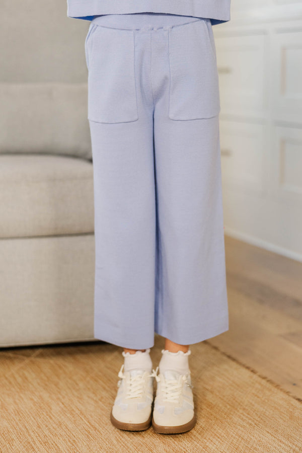 Girls: Play All Day Light Blue Pocket Knit Pants
