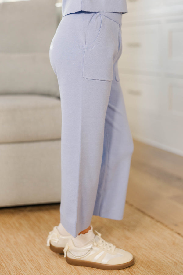 Girls: Play All Day Light Blue Pocket Knit Pants