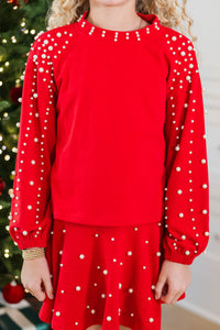 Girls: The Polished Pair Red Pearl Sweater