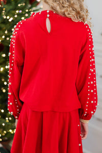 Girls: The Polished Pair Red Pearl Sweater