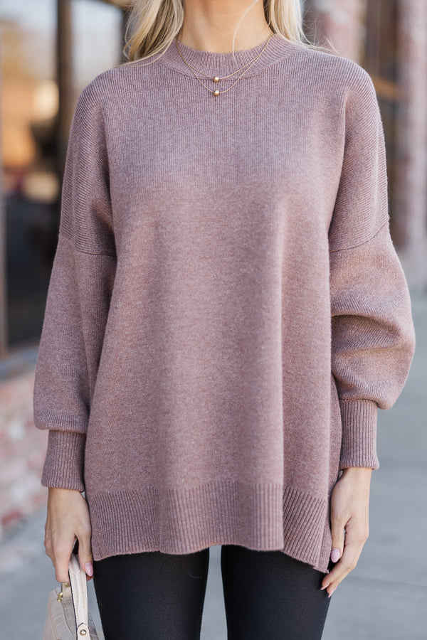 Perfectly You Mocha Brown Mock Neck Sweater