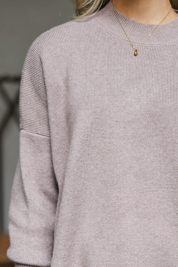 Perfectly You Mocha Brown Mock Neck Sweater